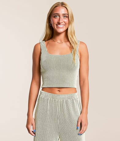 Willow & Root Rib Knit Cropped Tank Top front view