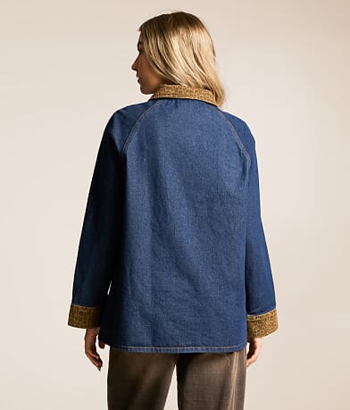 Leopard Trim Barn Denim Jacket thumbnail 3