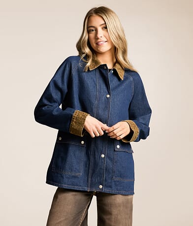 Leopard Trim Barn Denim Jacket thumbnail 2