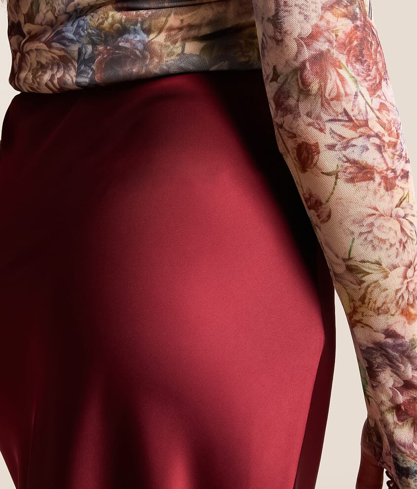 Satin Midi Slip Skirt