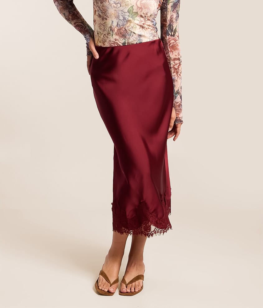Satin Midi Slip Skirt