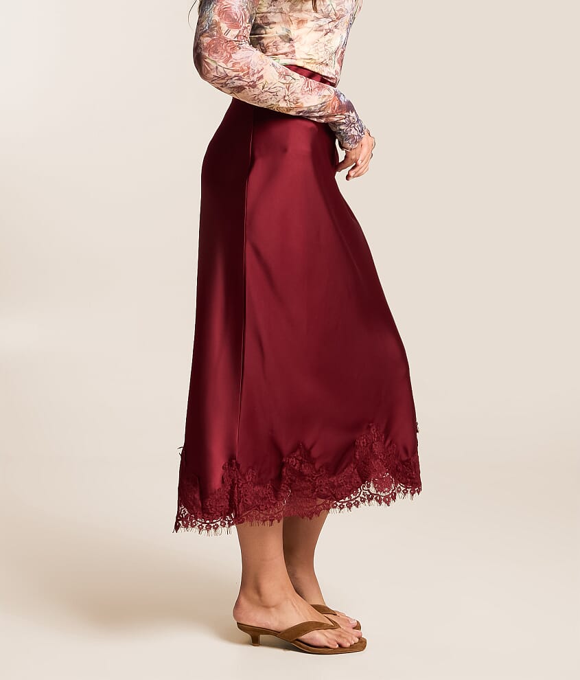 Satin Midi Slip Skirt