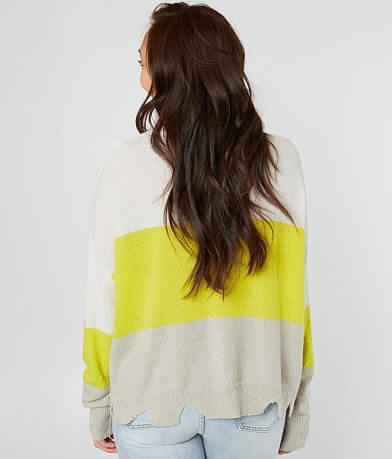 LE LIS Striped Open Weave Sweater back view