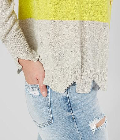 LE LIS Striped Open Weave Sweater misc detail 1 view
