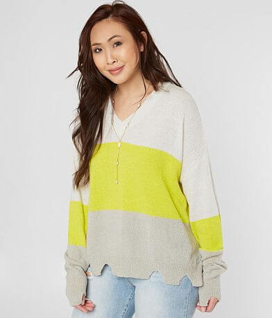 LE LIS Striped Open Weave Sweater full right side view