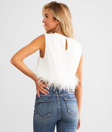LE LIS Feather Trim Tank Top BACK