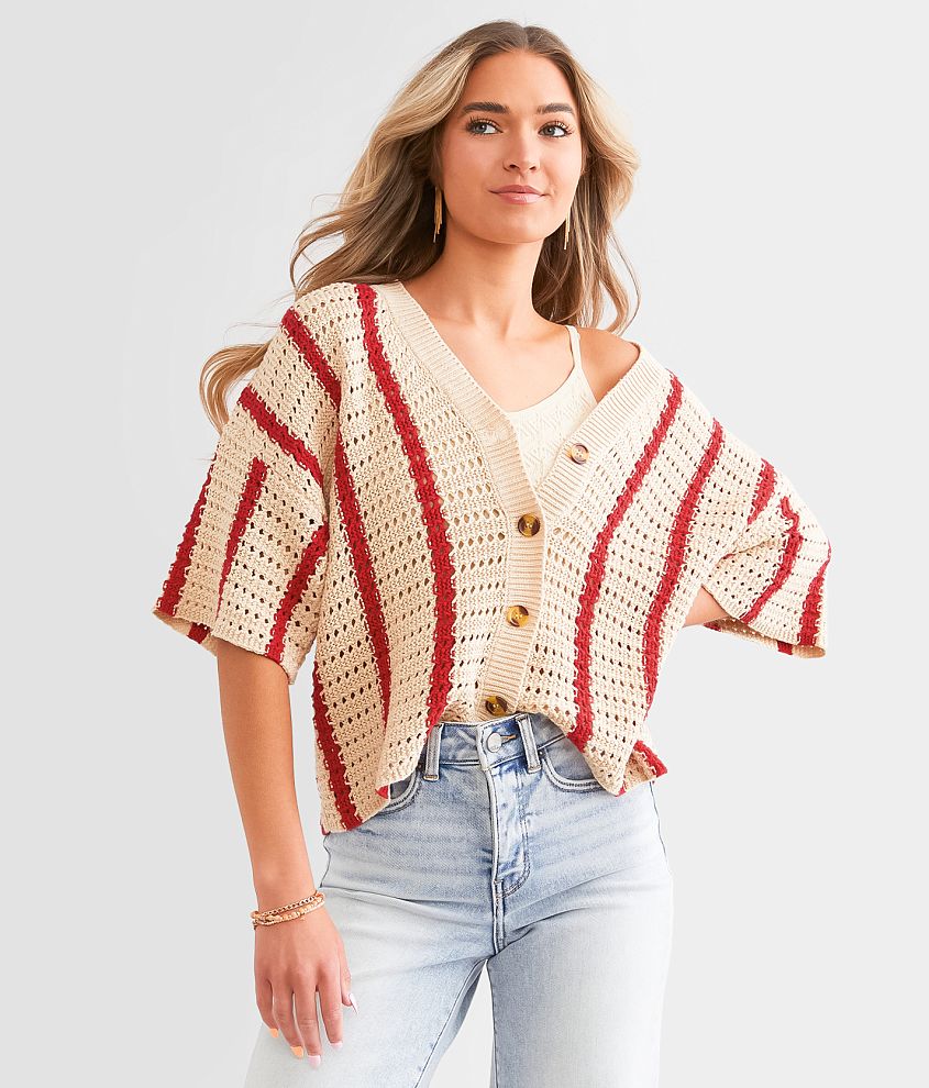 LE LIS Striped Cardigan Sweater