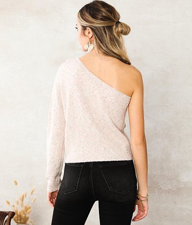 LE LIS One Shoulder Cinch Tie Sweater BACK