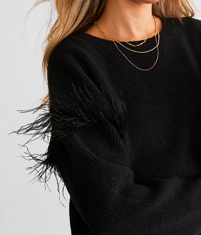 LE LIS Feather Trim Sweater MISC_DETAIL_1