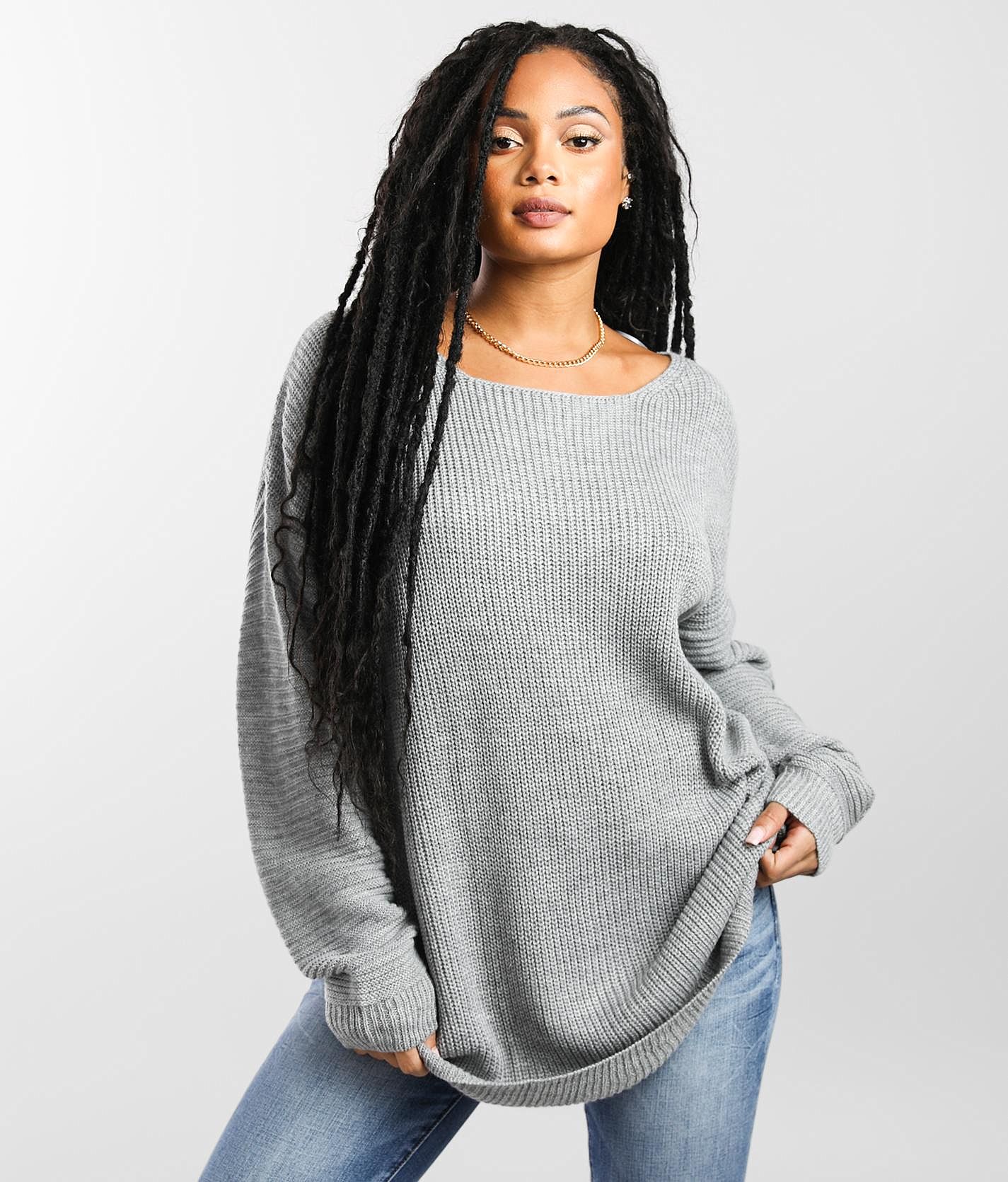 Grey tunic sweater sale