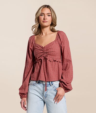 LE LIS Cinch Front Tie Top front view