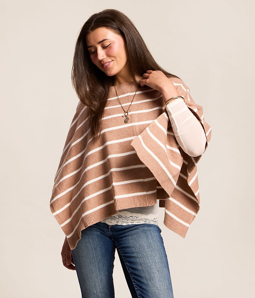 Striped Sweater Poncho