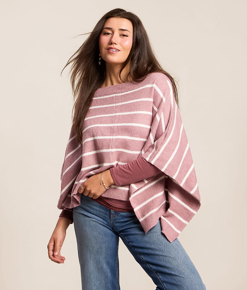 Striped Sweater Poncho