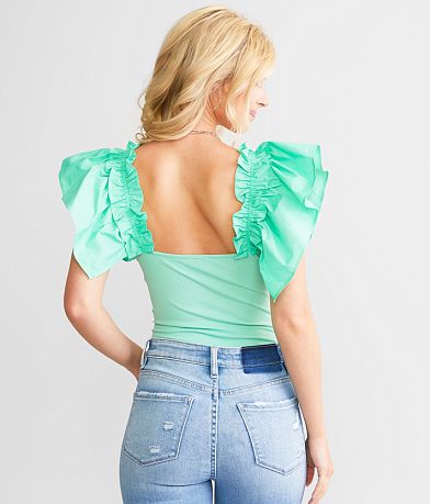 LE LIS Ruffled Bodysuit back view