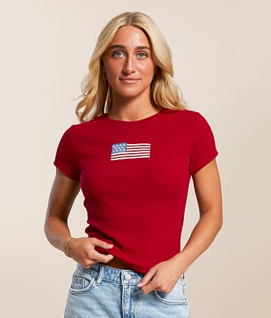 LE LIS American Flag T-Shirt front view