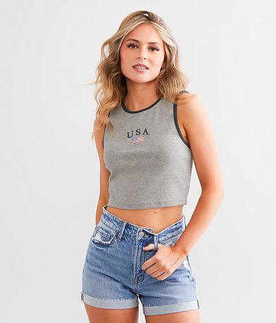 LE LIS USA Cropped Tank Top front view