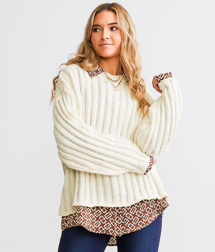 LE LIS Boxy Ribbed Sweater - Women's Sweaters in Ivory | Buckle