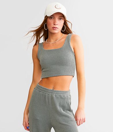 Willow & Root Rib Knit Cropped Tank Top front view