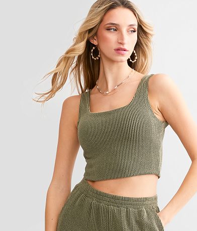 Willow & Root Mesh Corset Cropped Tank Top