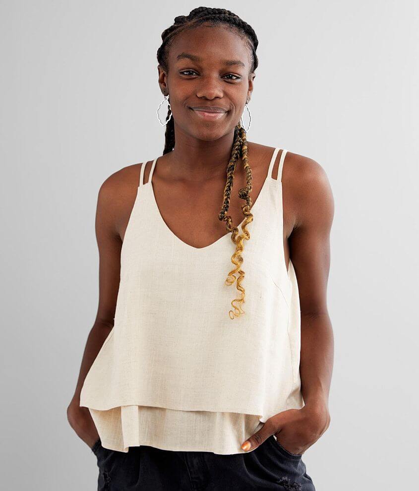 Sleeveless Ruffle Top in Oatmeal