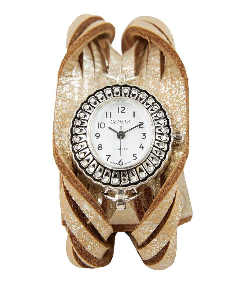 Tan and Silver Metallic Leather Watch Leatherock No.88 Unisex Tan Leather Strap Watch with Steel Case  main image 4