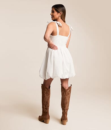 Embroidered Mini Bubble Dress thumbnail 3