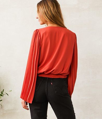 Willow &amp; Root Pleated Sleeve Top back view
