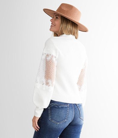 red by BKE Lace Inset Sweater BACK