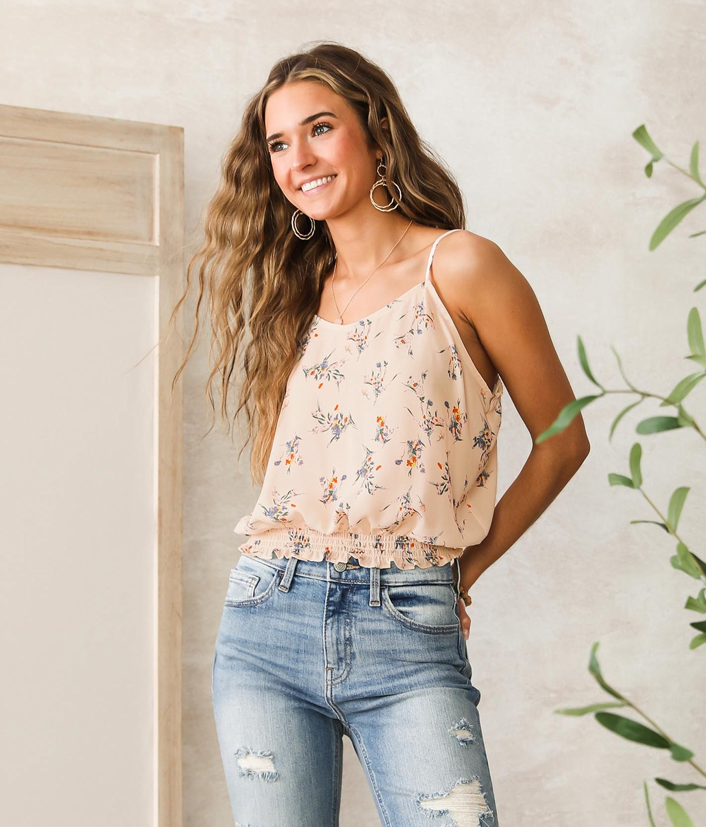 Willow & Root Smocked Hem Tank Top - Women's Tank Tops in