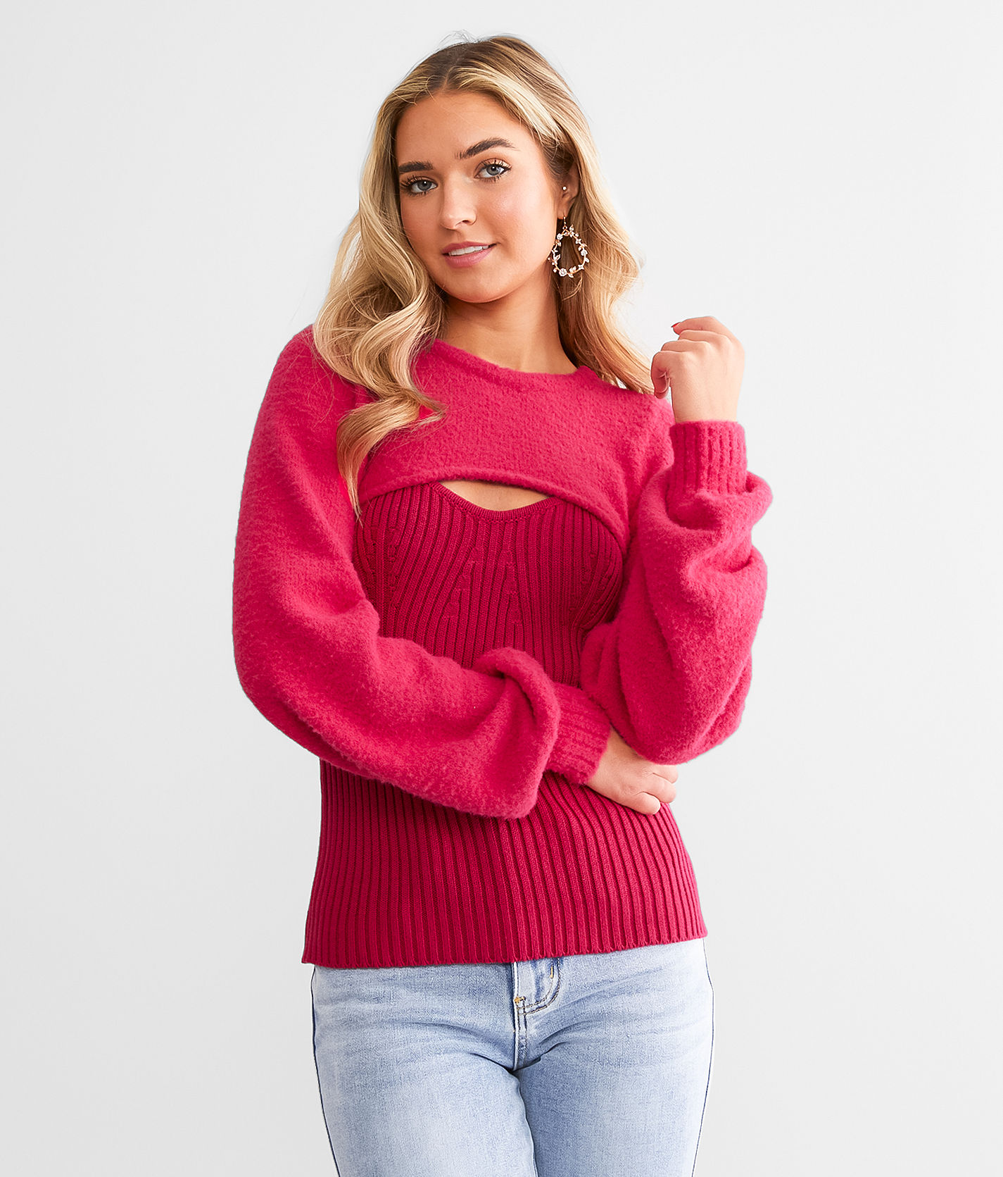 Willow & Root Brushed Keyhole Sweater - Women's Sweaters in Wine