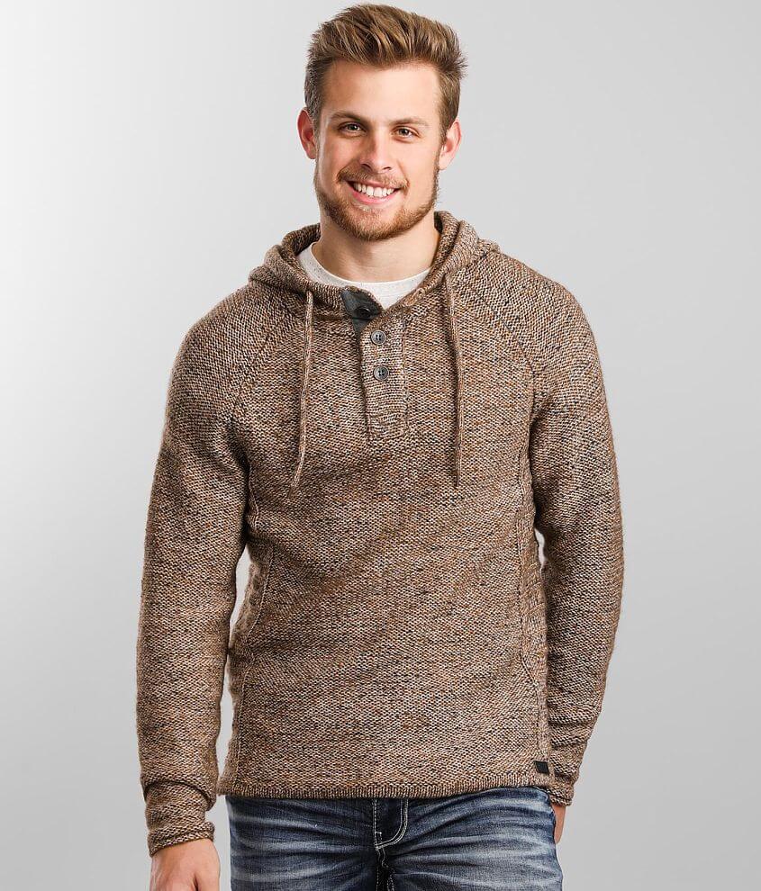 Outpost Makers Mixed Yarn Hooded Henley Sweater front view