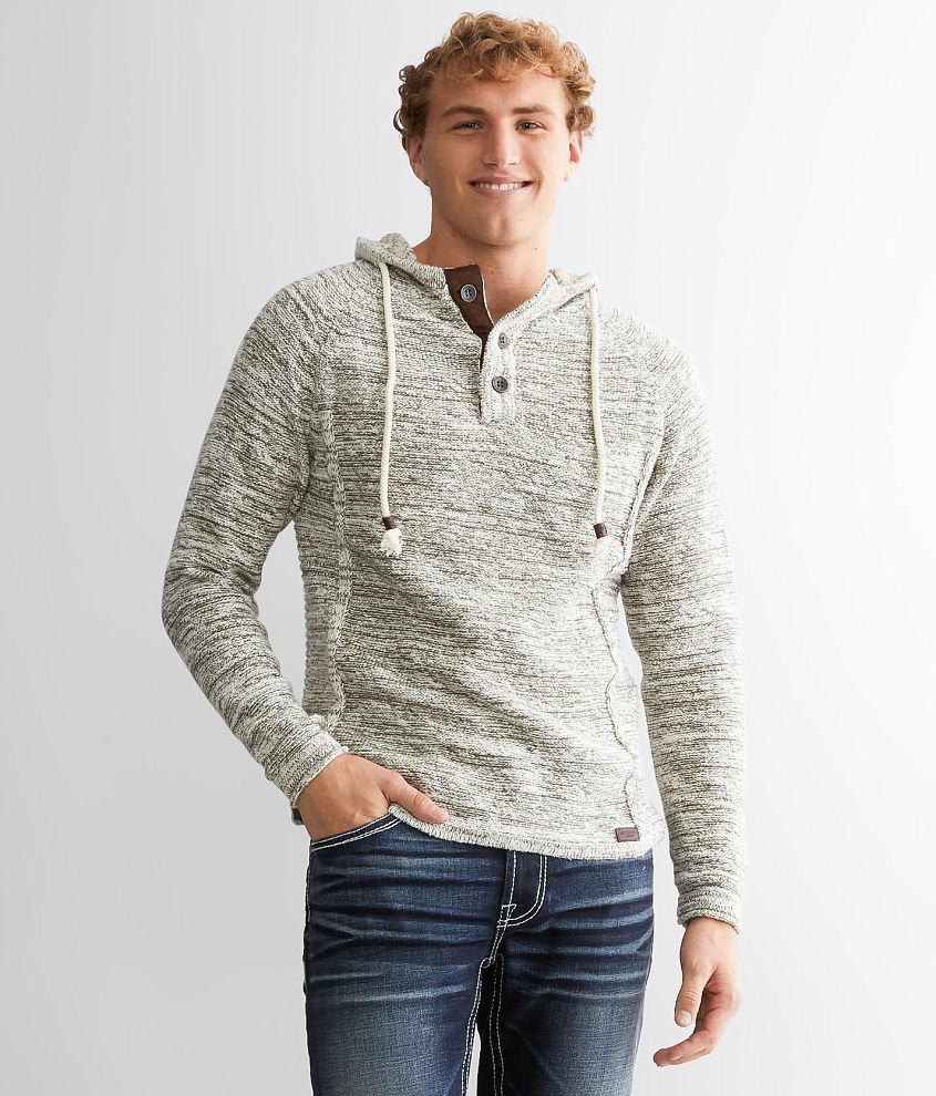 Hooded henley sweater on sale