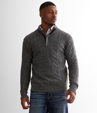 Outpost Makers Cable Knit Quarter Zip Sweater front view