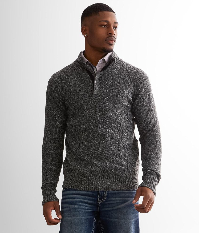 Outpost Makers Cable Knit Quarter Zip Sweater front view