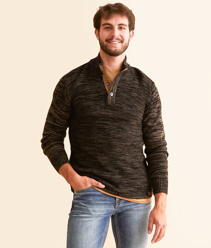 Outpost Makers Mixed Yarn Henley Sweater front view