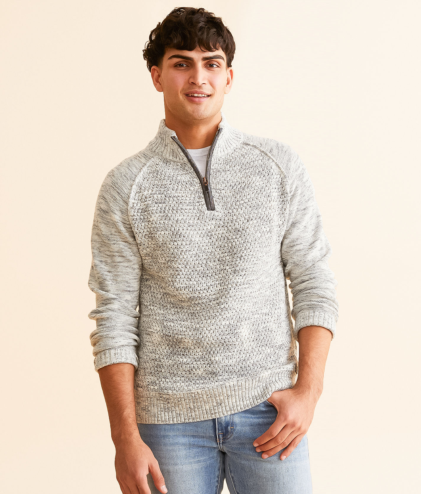 Outpost Makers Quarter Zip Sweater - Men's Sweaters in Cream Combo