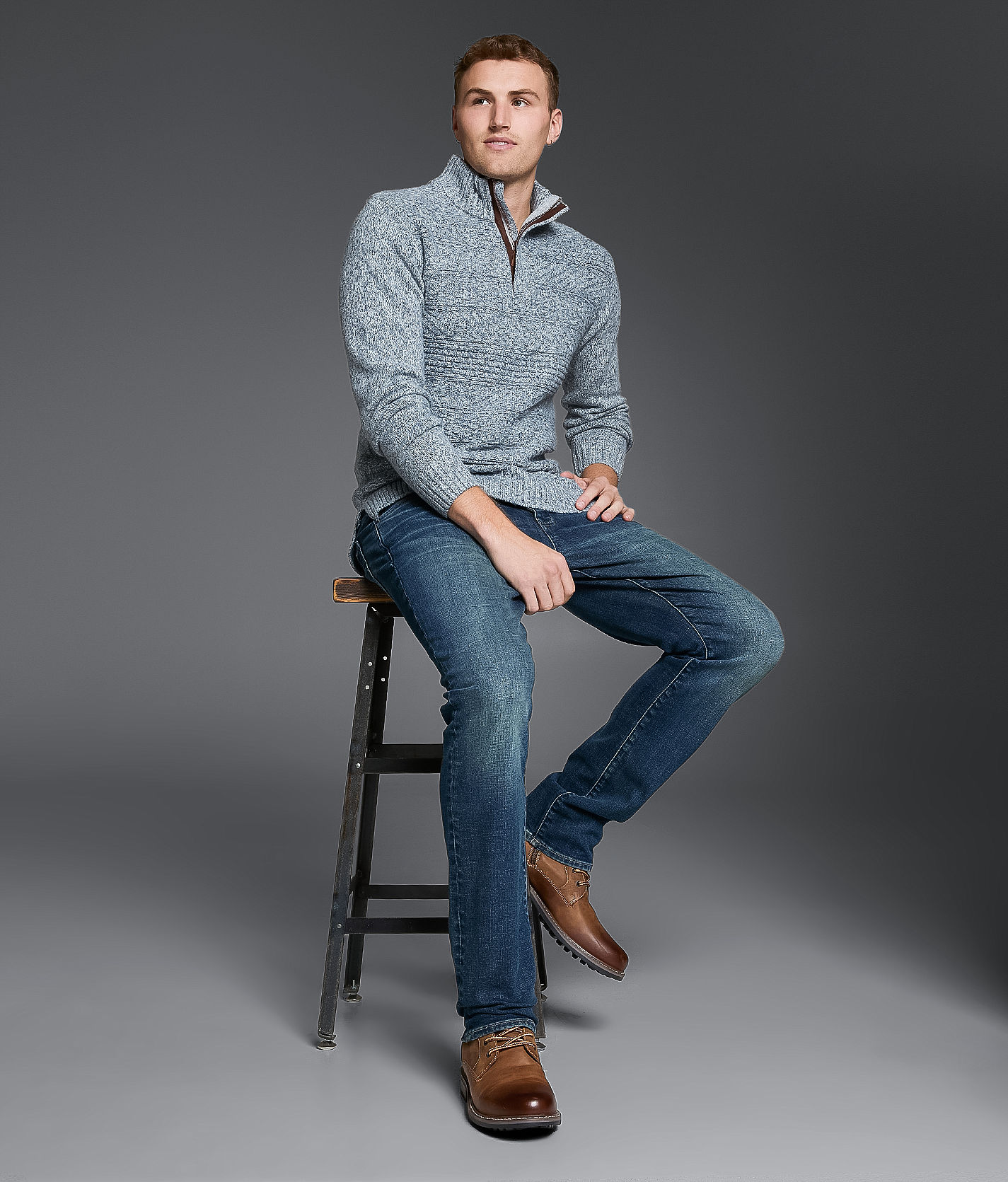 Outpost Makers Marled Quarter Zip Sweater - Men's Sweaters in Grey