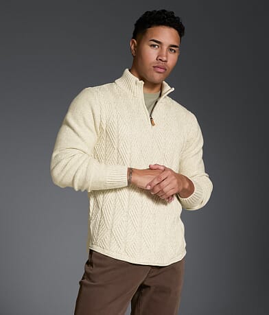 Outpost Makers Cable Knit Quarter Zip Sweater front view