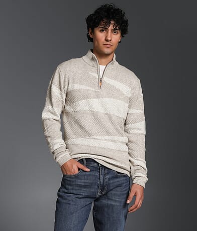 Outpost Makers Striped Quarter Zip Sweater front view