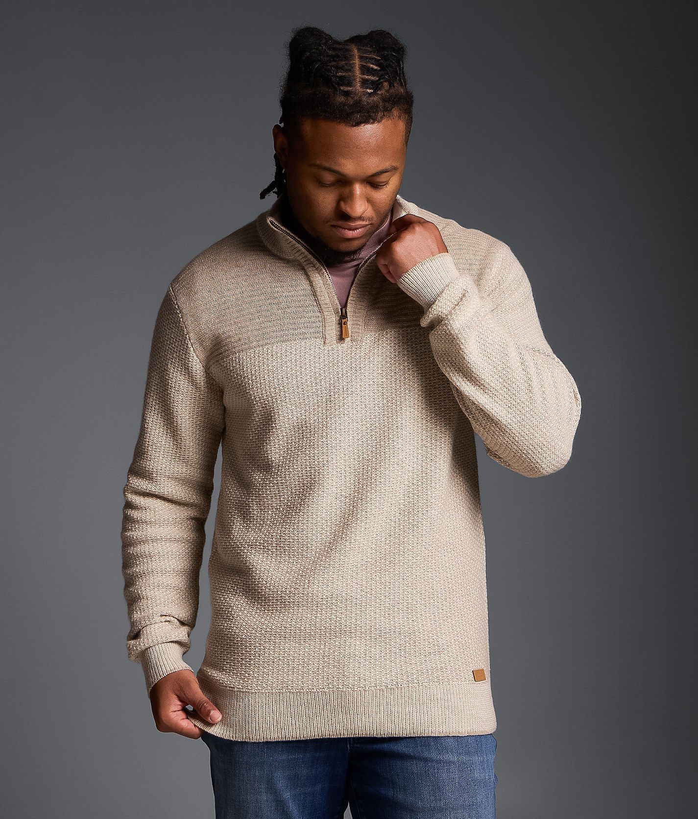 Fifth General Store × Post Archive ニット Outpost Makers Textured Quarter Zip Sweater - Men's Sweaters in