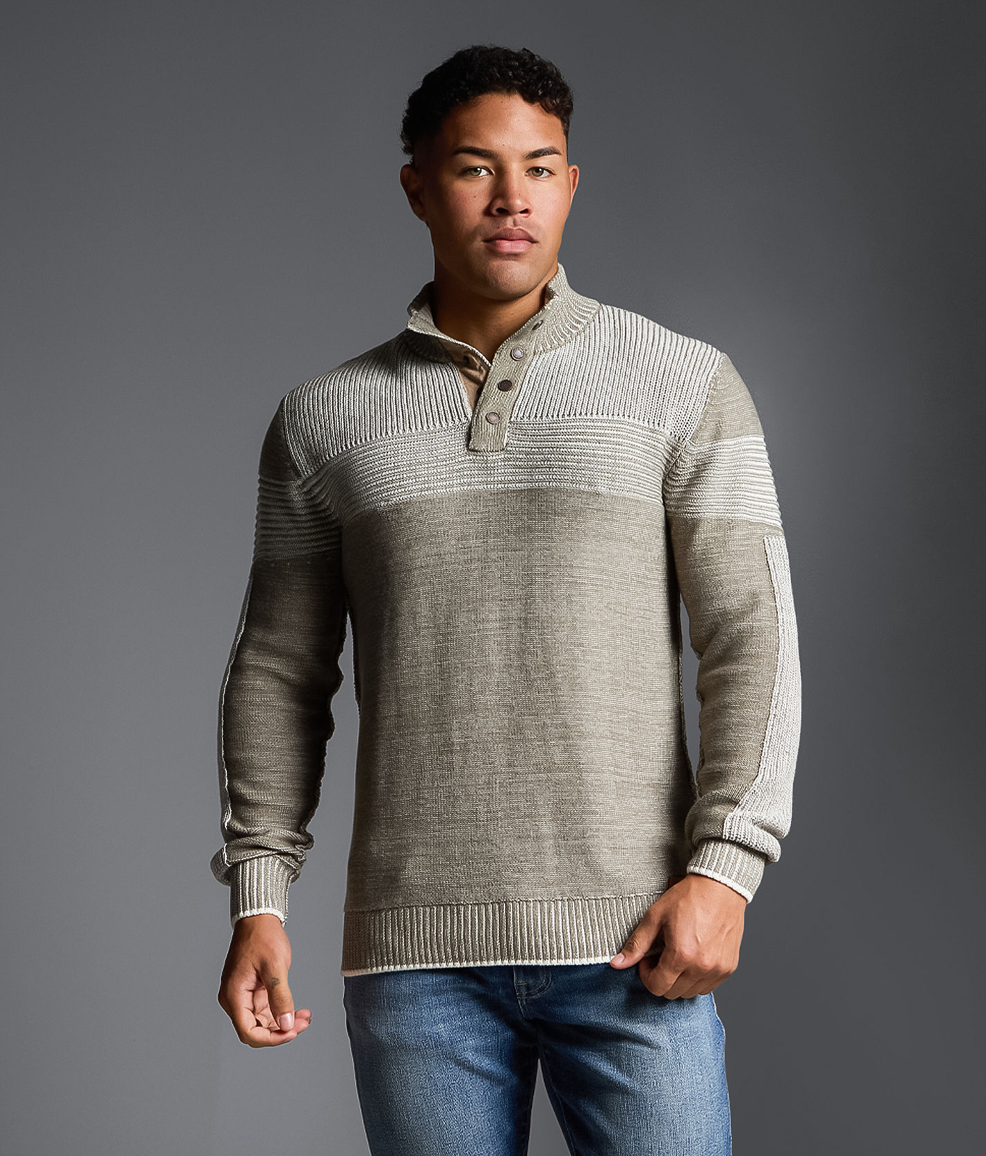 Outpost Makers Snap Henley Sweater - Men's Sweaters in Vetiver