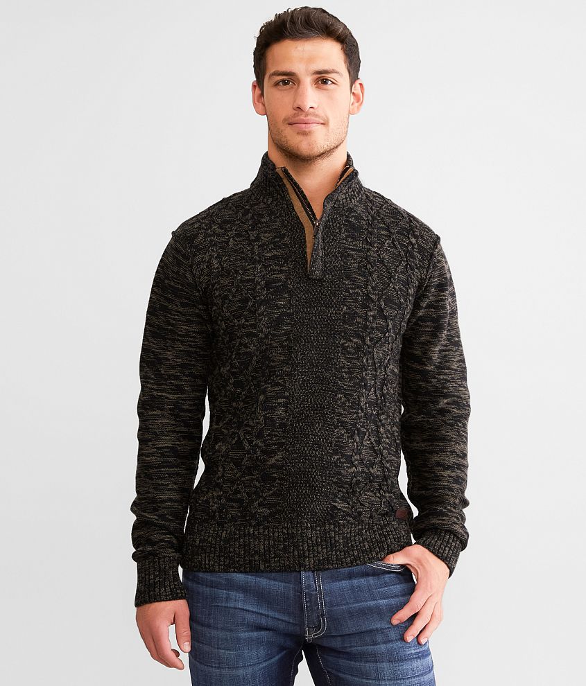 Outpost Makers Cable Knit Quarter Zip Sweater - Men's Sweaters in Black ...