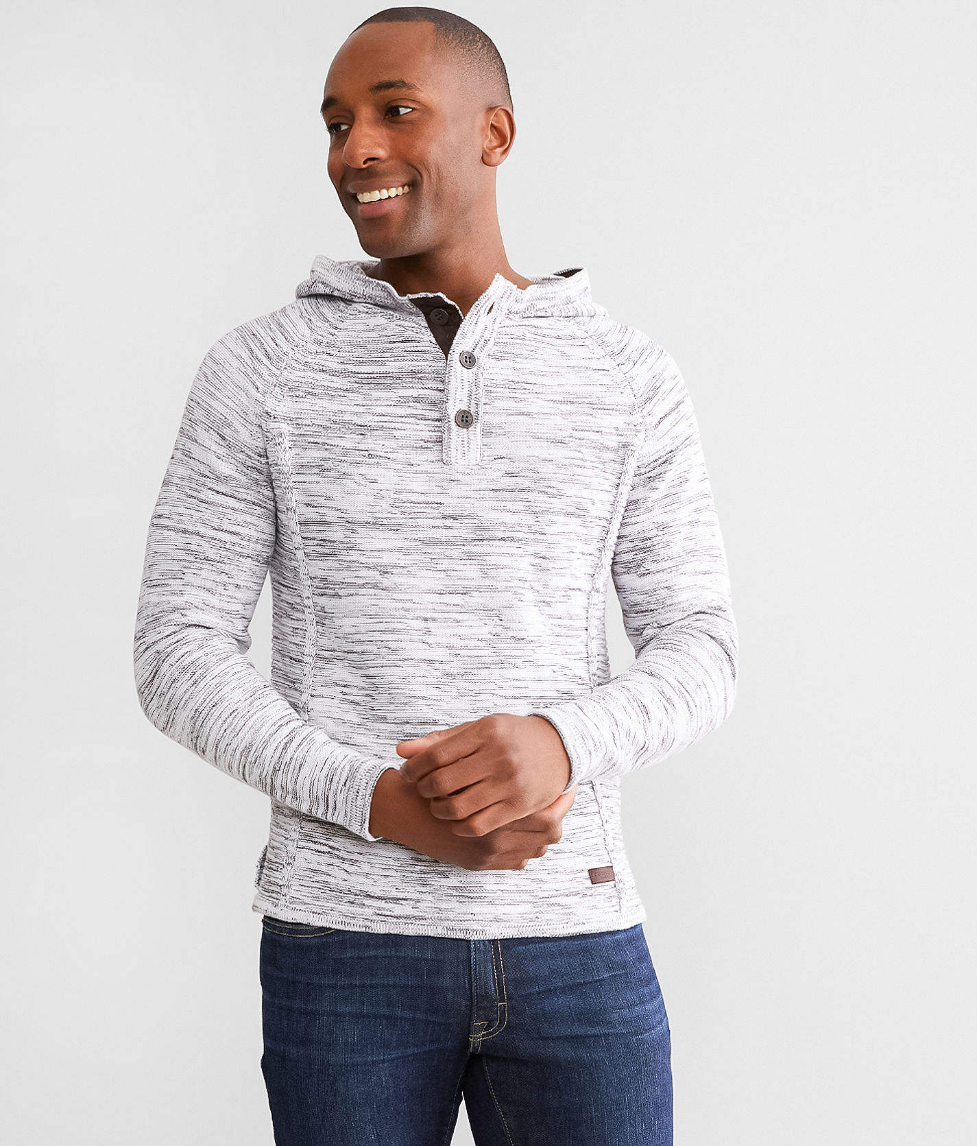 Outpost Makers Marled Henley Sweater - Men's Sweaters in White 