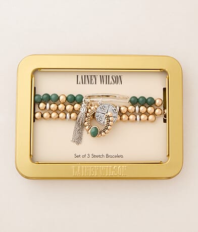 Lainey Wilson 3 Pack Beaded Charm Stretch Bracelet Set front view