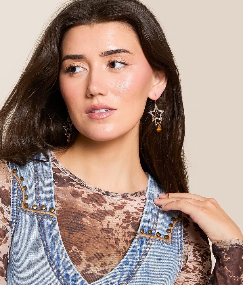 Double Star Drop Earring