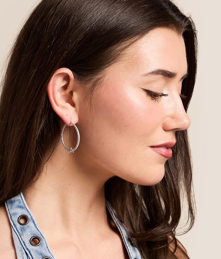 Pave Barb Wire Hoop Earring