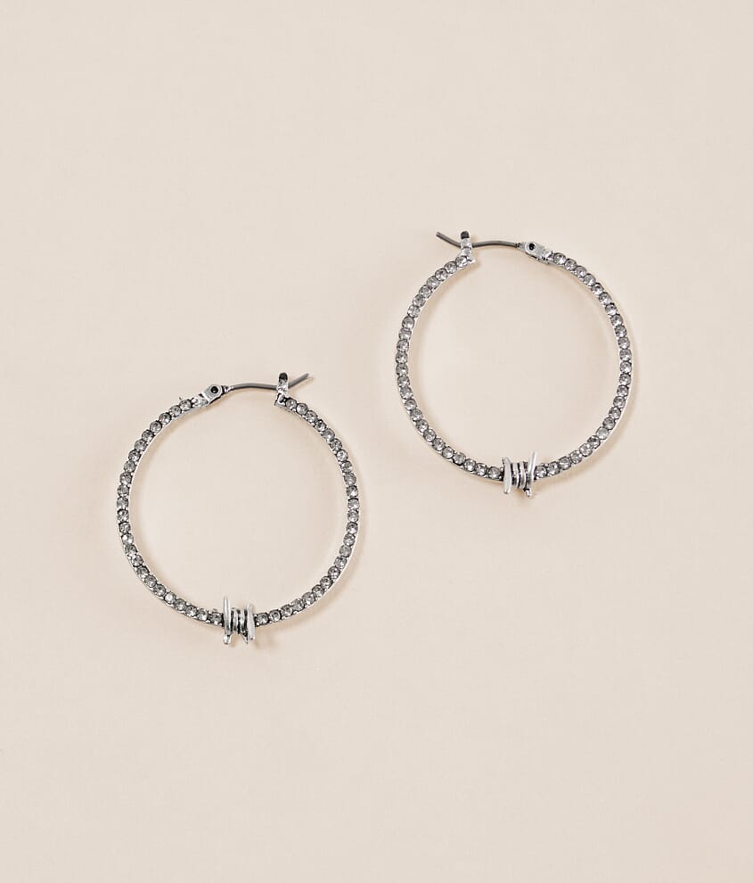 Pave Barb Wire Hoop Earring