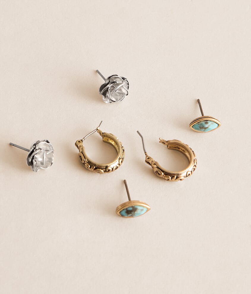 3 Pack Mixed Western Earring Set