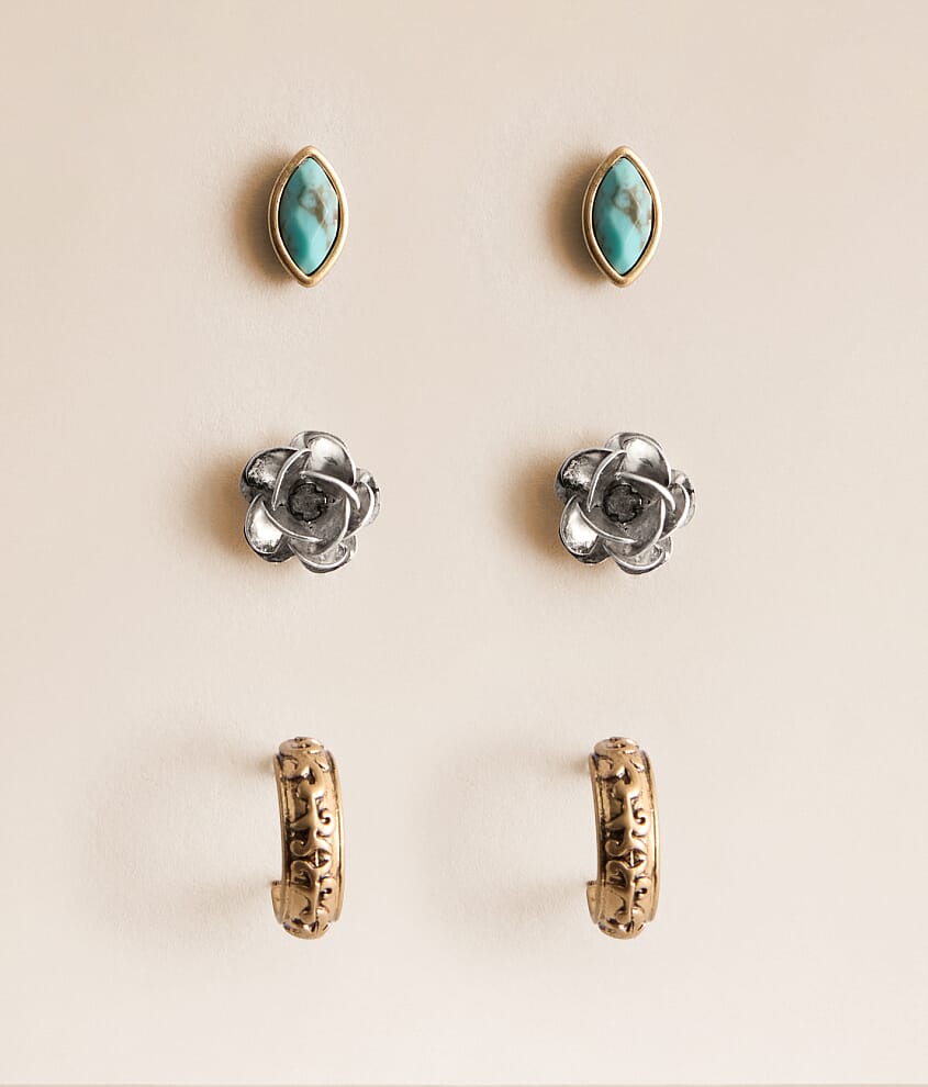 3 Pack Mixed Western Earring Set