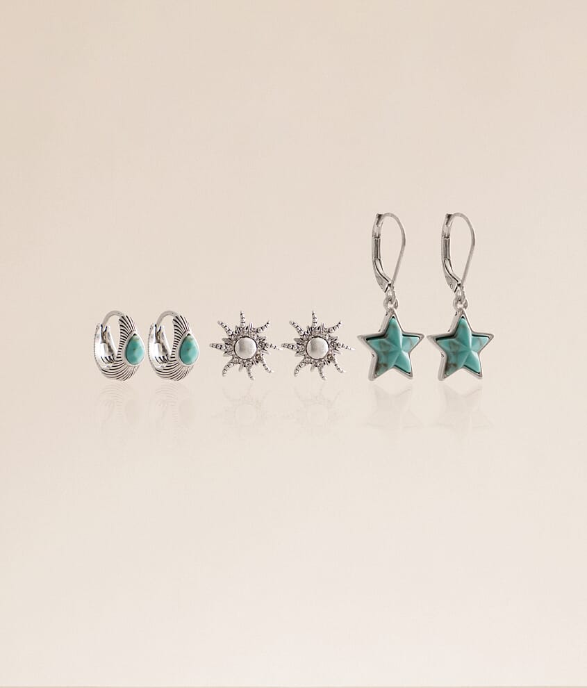 3 Pack Sun &amp; Star Earring Set - thumbnail 2